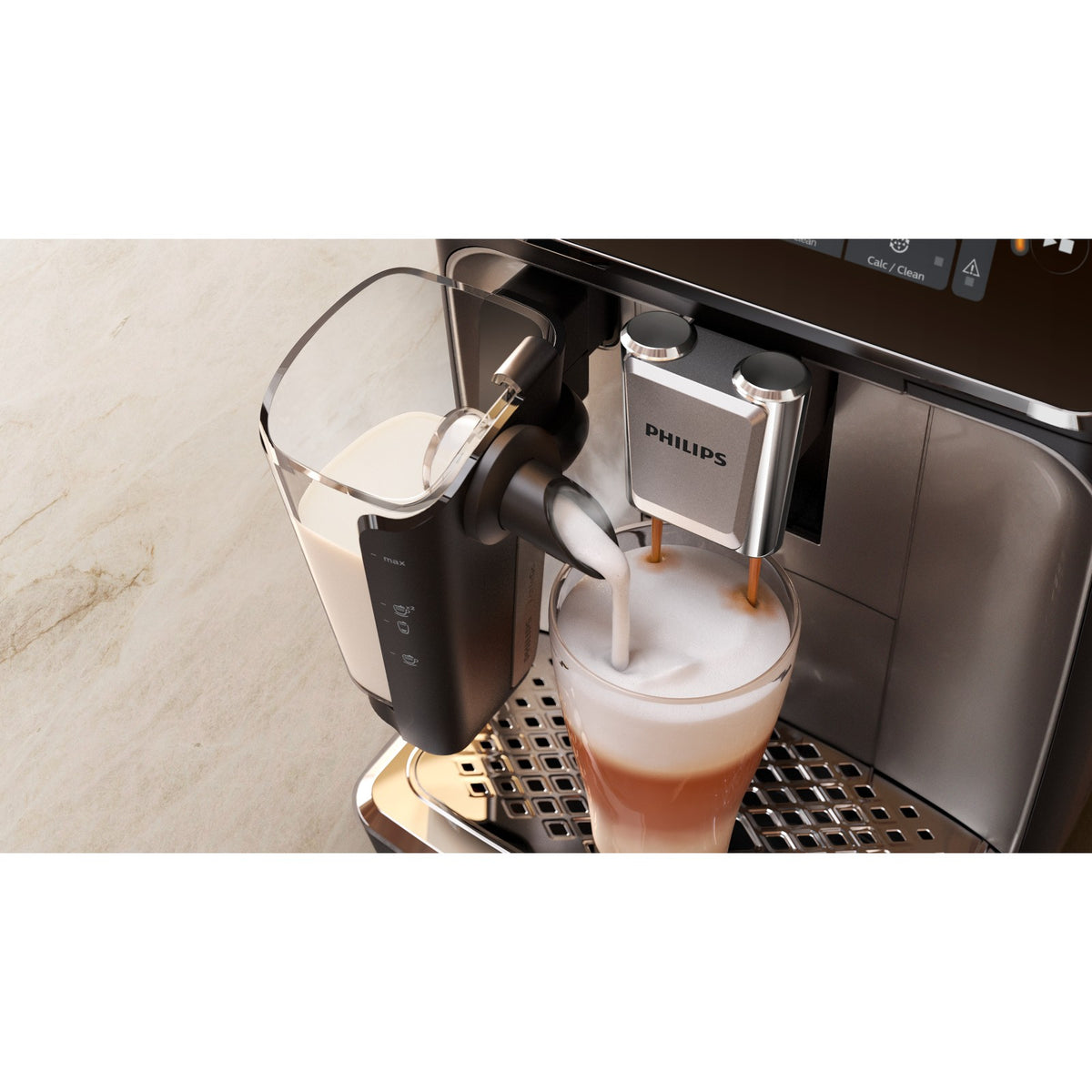Philips Series 3300 EP3347/90 LatteGo Kaffeevollautomat – Schwarz-Chrom – Zubereitung einer Milchspezialität